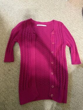 Rubbish Women’s Bright Fuchsia Cable Knit Button Cardigan